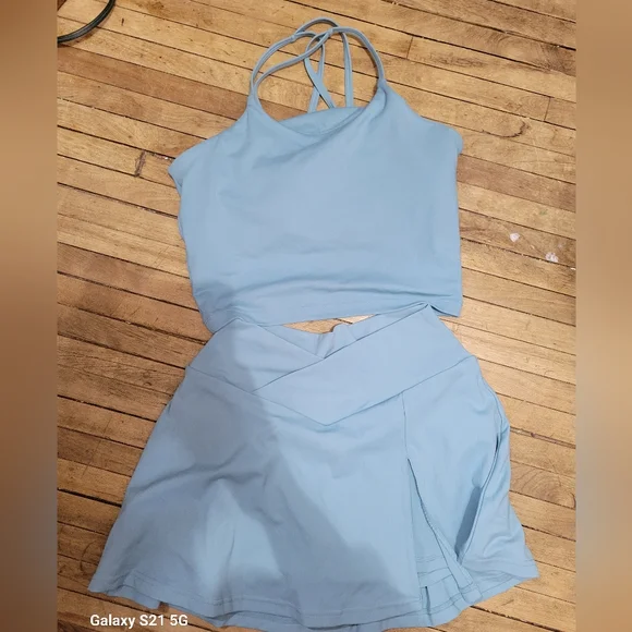 Blogilates TWO-PIECE MATCHING SET, S Tank Top AND Skort, Teal - Picture 1 of 3